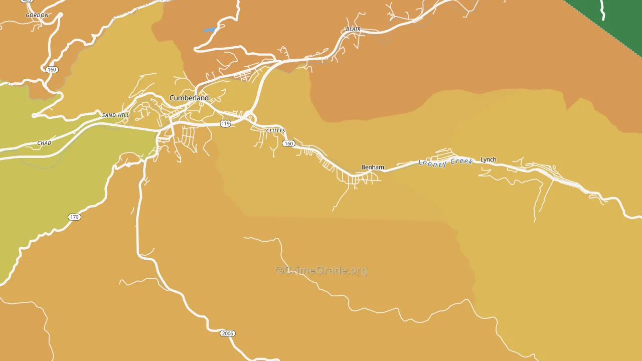 Benham, KY Map of Drug-Related Crime Rates