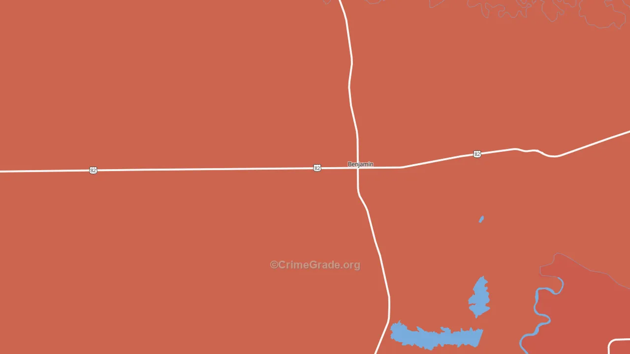 Benjamin, TX Map of Drug-Related Crime Rates