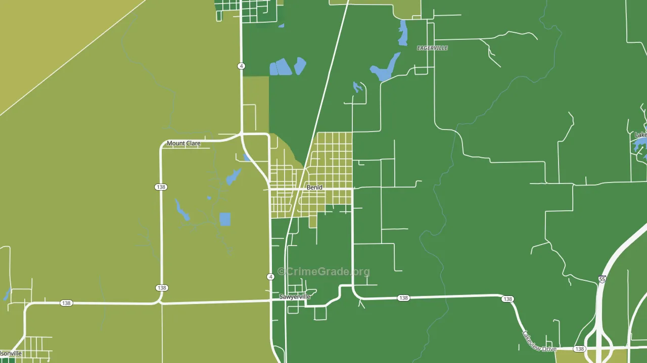 Benld, IL Map of Drug-Related Crime Rates