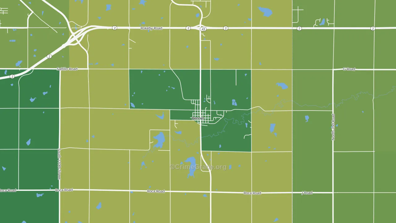 Bennet, NE Map of Drug-Related Crime Rates