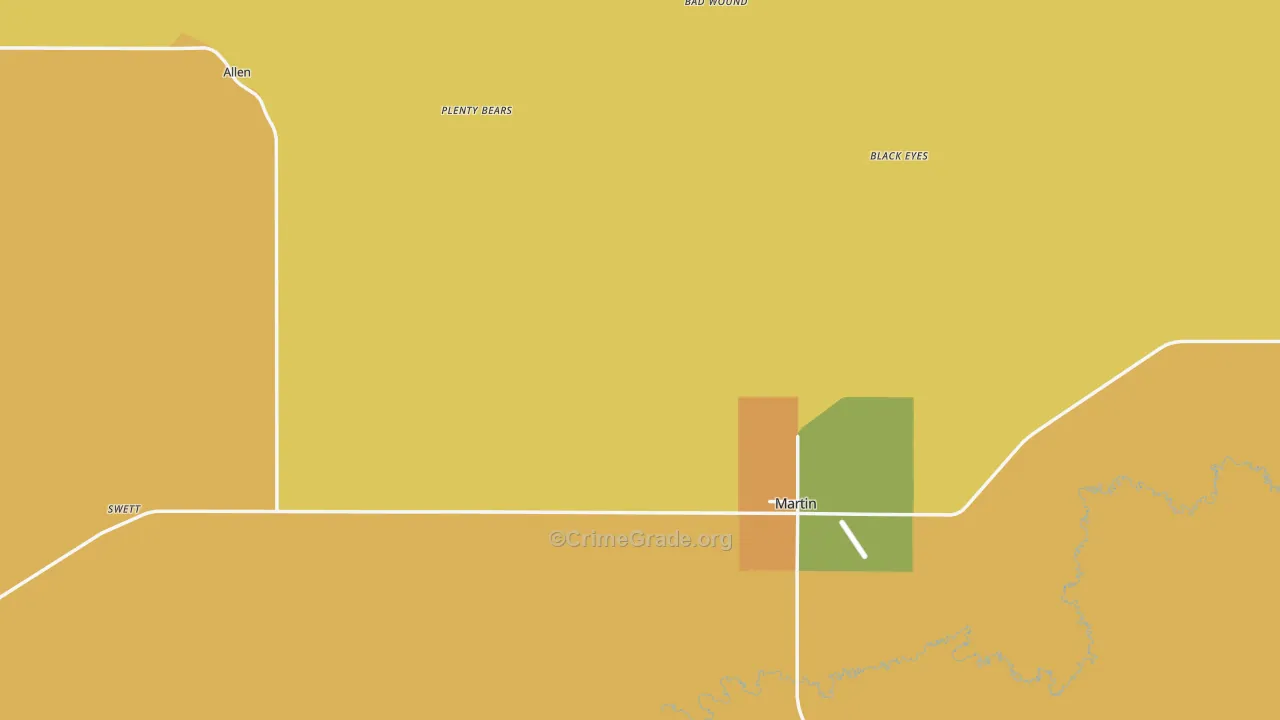 Bennett County, SD Map of Drug-Related Crime Rates