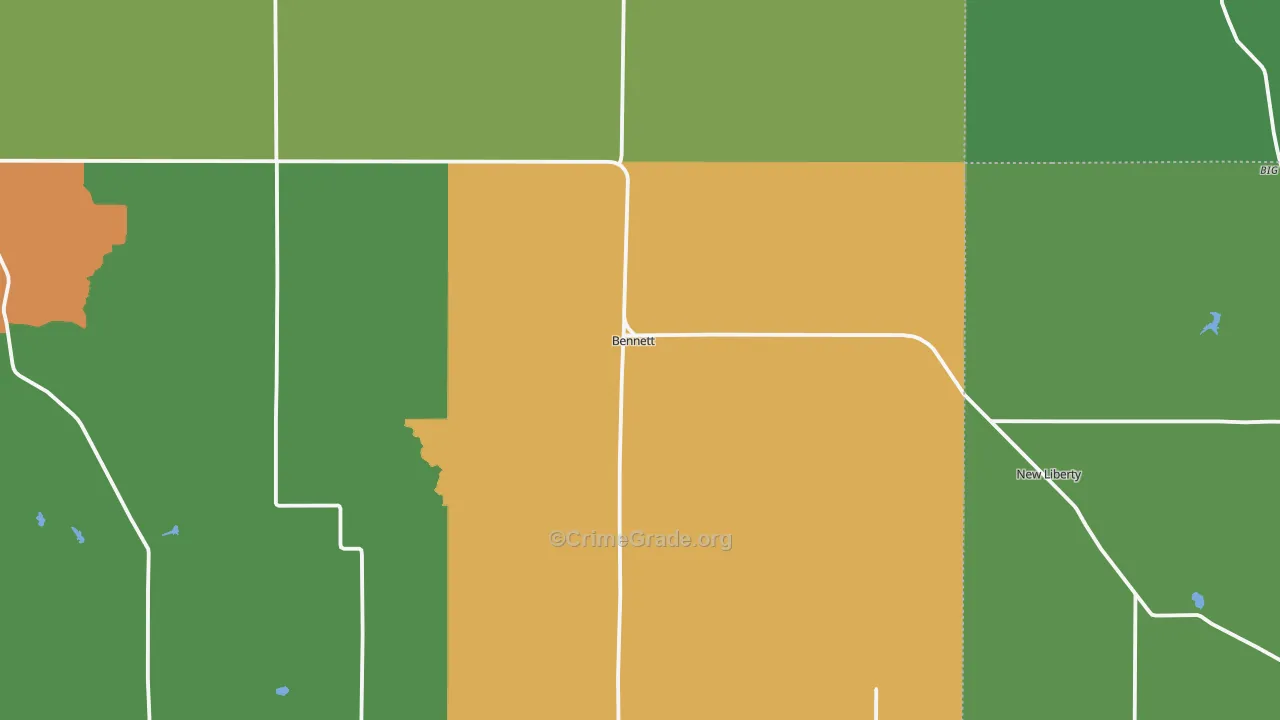 Bennett, IA Map of Drug-Related Crime Rates