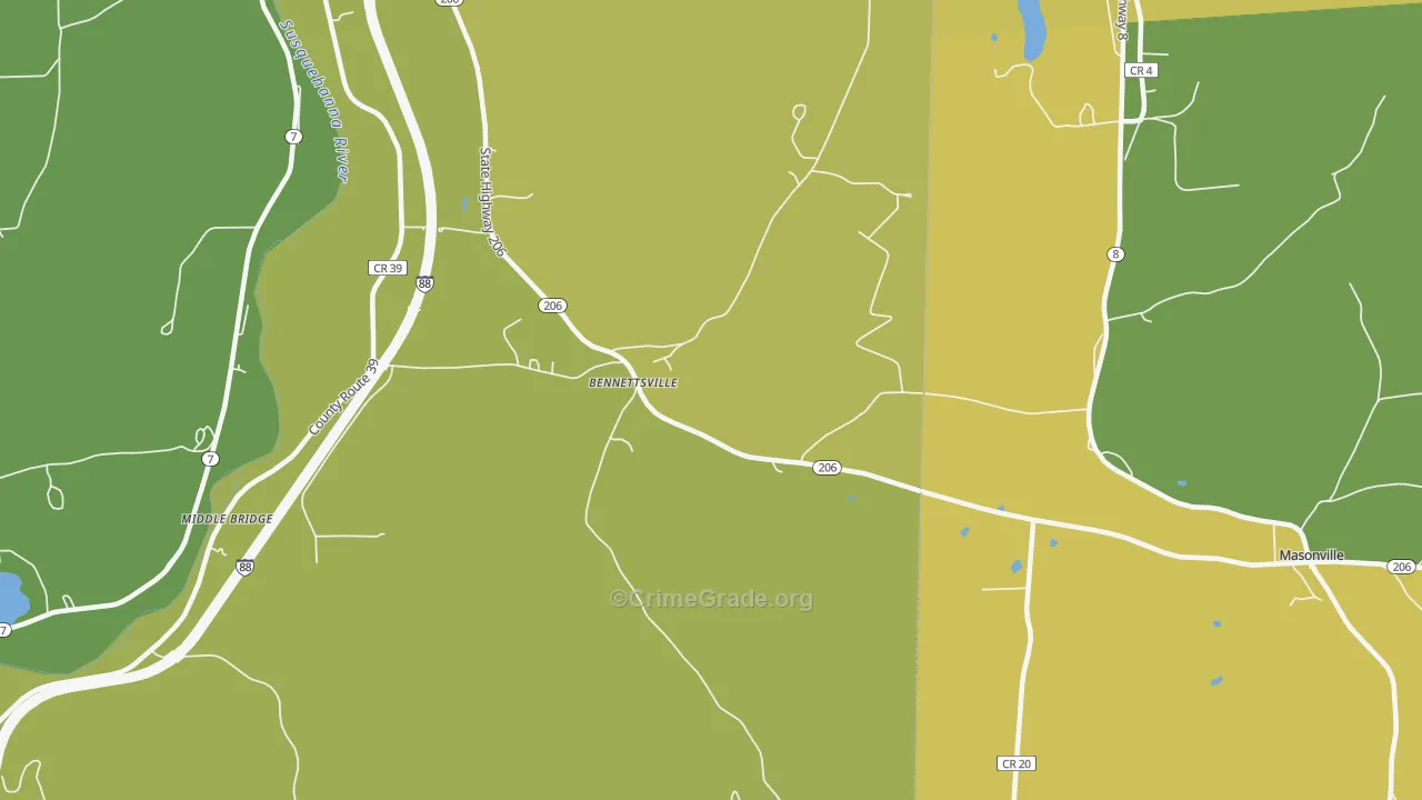 Bennettsville, NY Map of Drug-Related Crime Rates