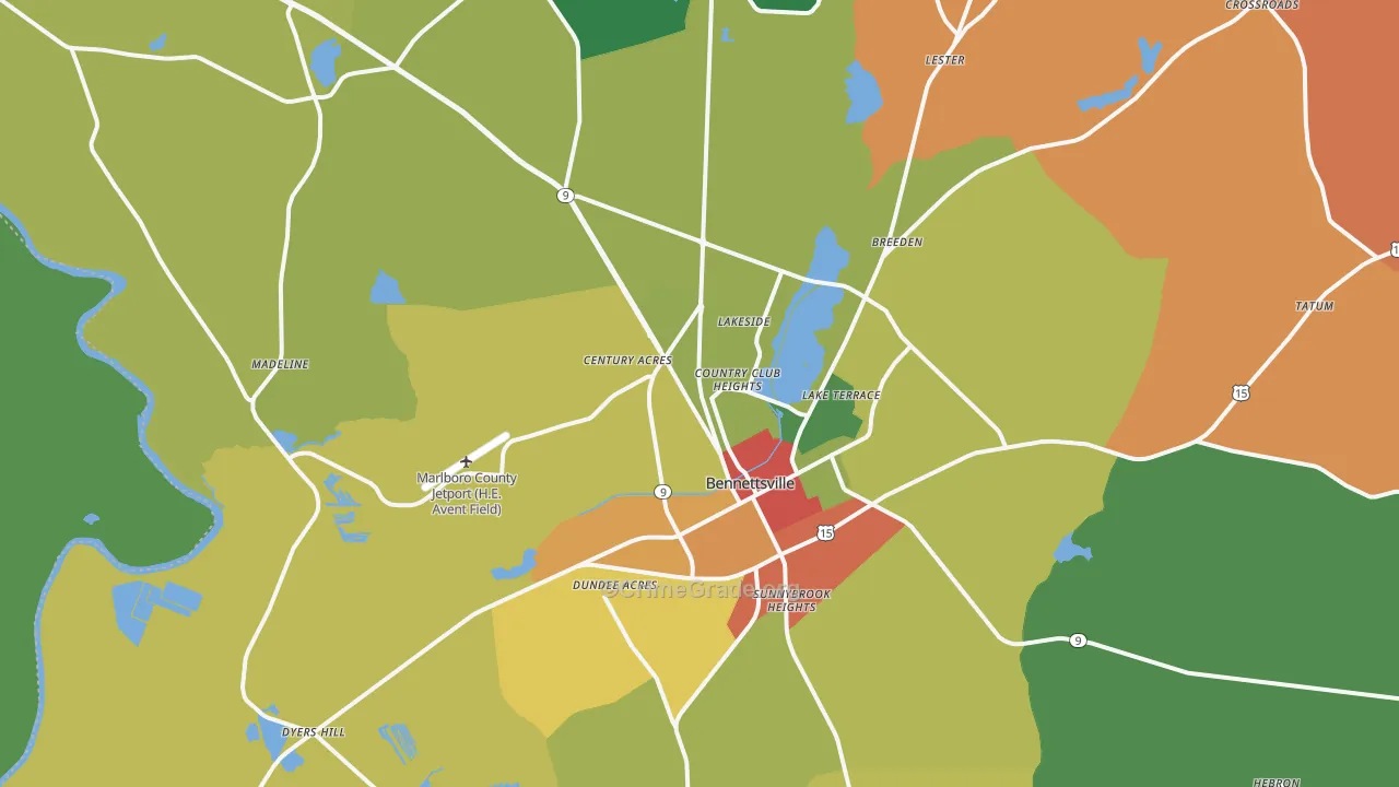Bennettsville, SC Map of Drug-Related Crime Rates