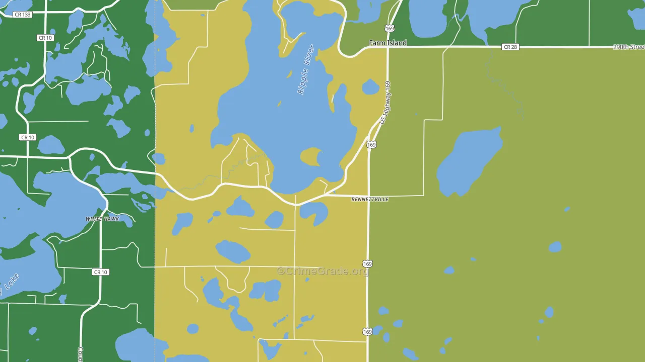 Bennettville, MN Map of Drug-Related Crime Rates