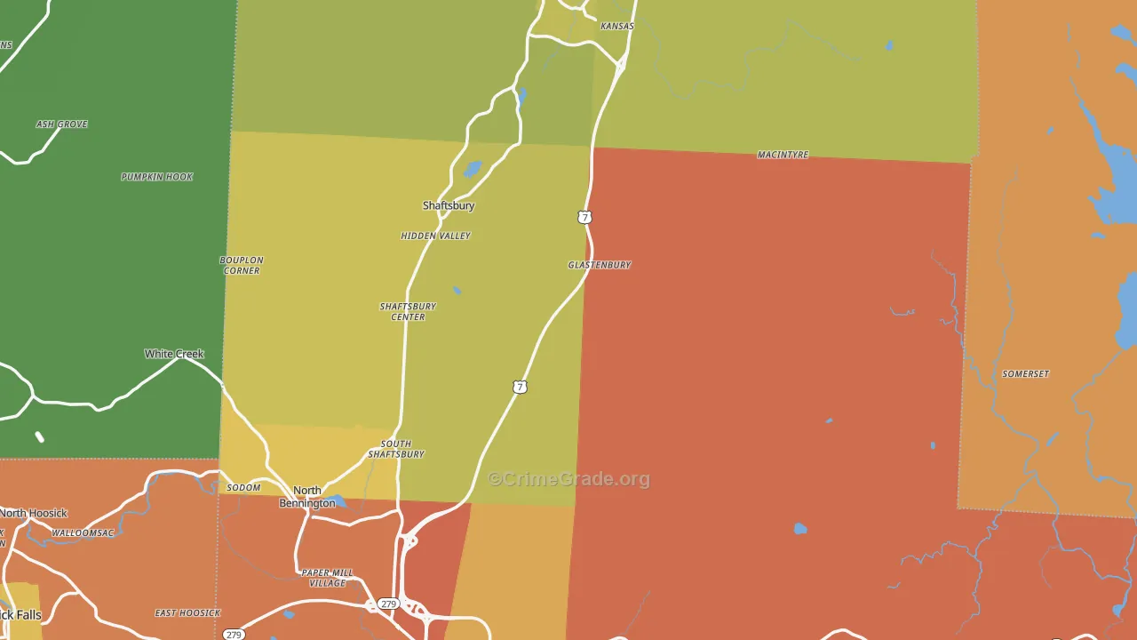 Bennington County, VT Map of Drug-Related Crime Rates