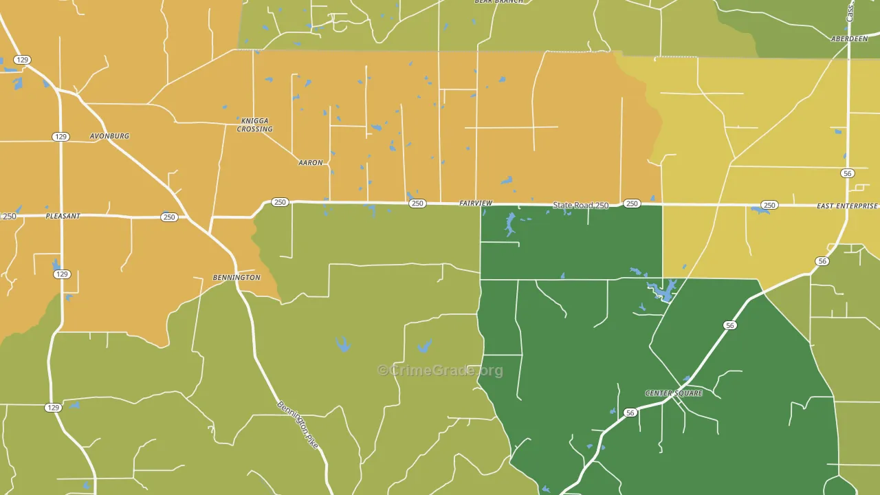 Bennington, IN Map of Drug-Related Crime Rates