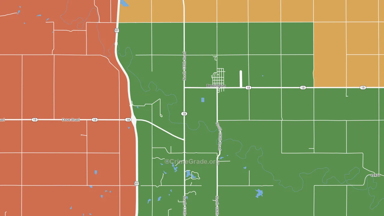 Bennington, KS Map of Drug-Related Crime Rates
