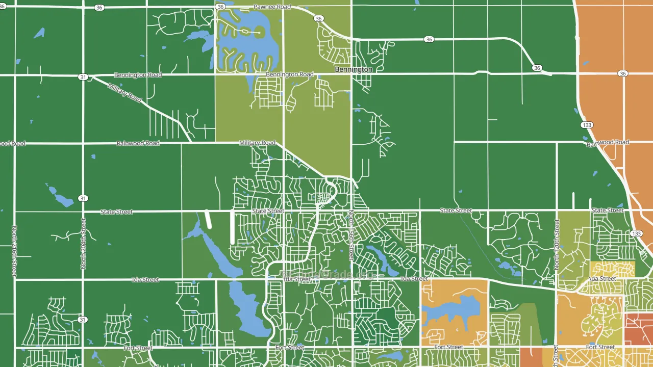 Bennington, NE Map of Drug-Related Crime Rates