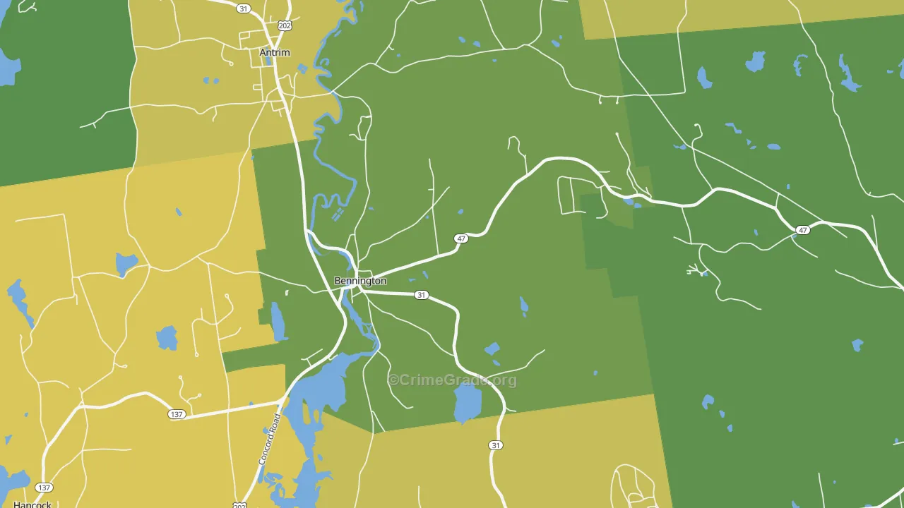 Bennington, NH Map of Drug-Related Crime Rates