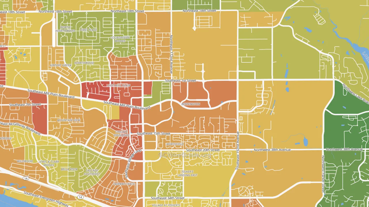 Bennington, Vancouver, WA Map of Drug-Related Crime Rates