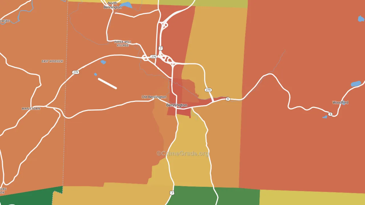 Bennington, VT Map of Drug-Related Crime Rates