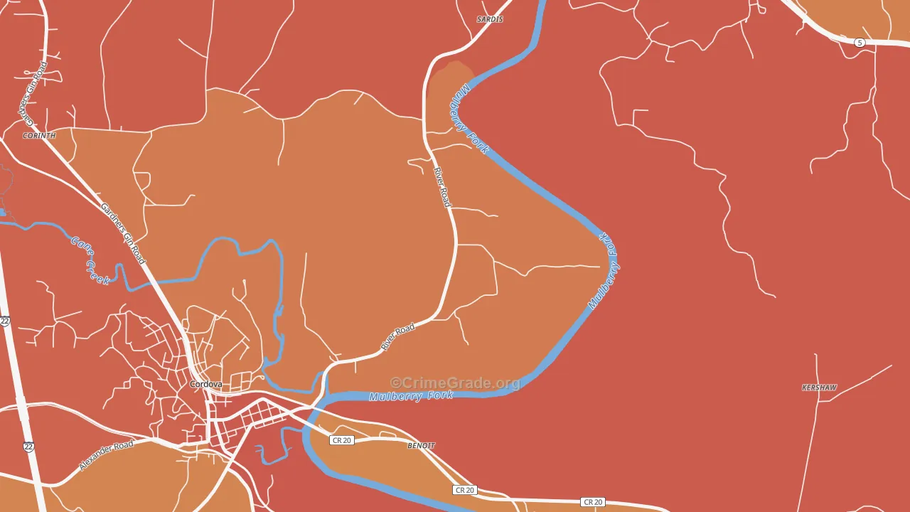 Benoit, AL Map of Drug-Related Crime Rates