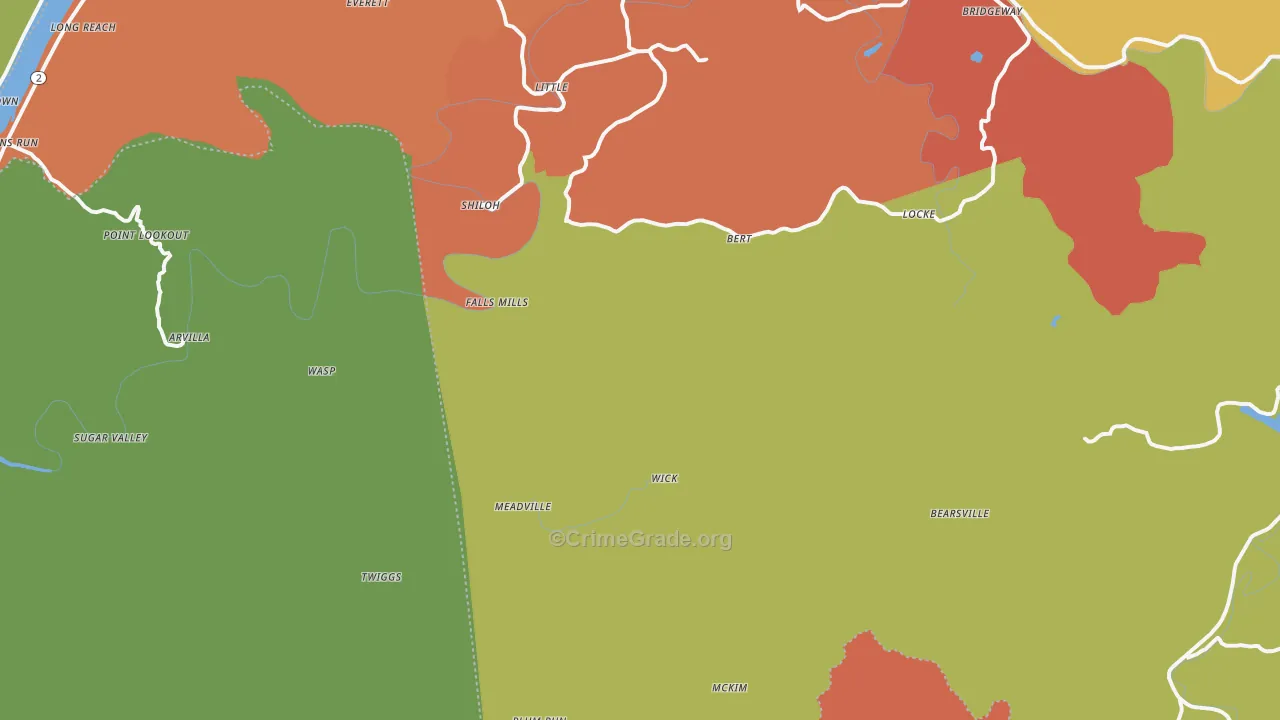 Bens Run, WV Map of Drug-Related Crime Rates