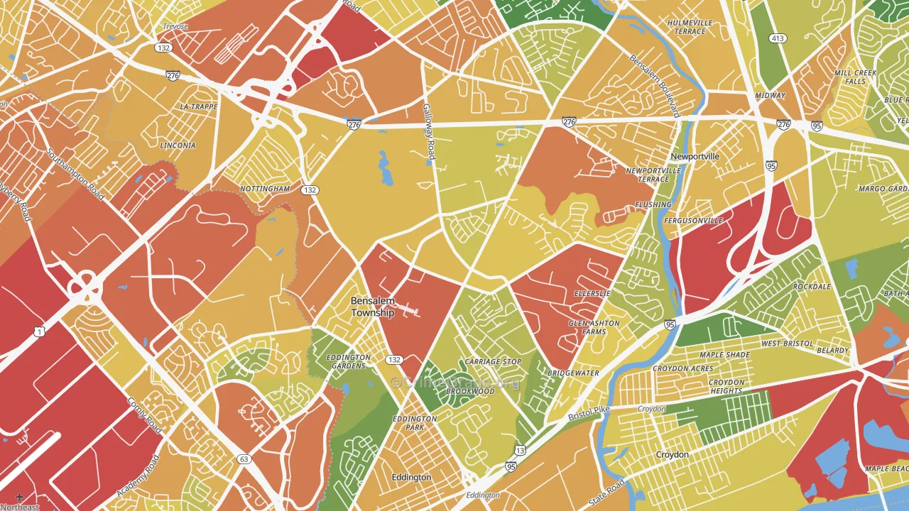 Bensalem, PA Map of Drug-Related Crime Rates
