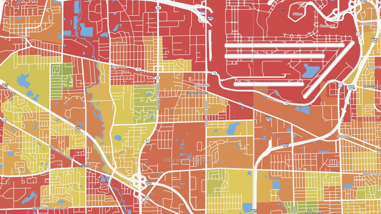 Bensenville, IL Map of Drug-Related Crime Rates