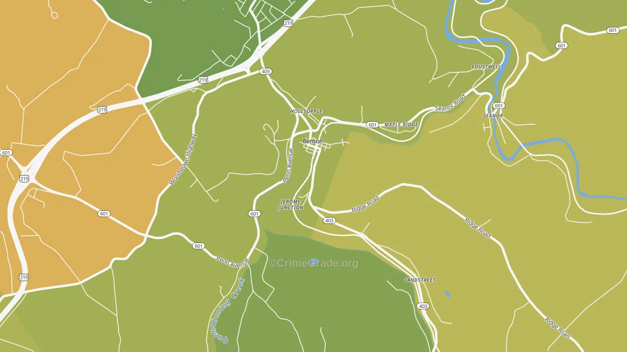 Benson, PA Map of Drug-Related Crime Rates