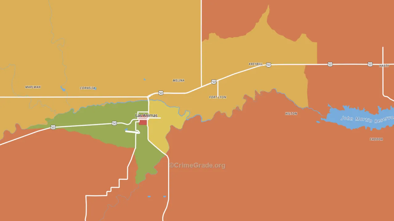 Bent County, CO Map of Drug-Related Crime Rates