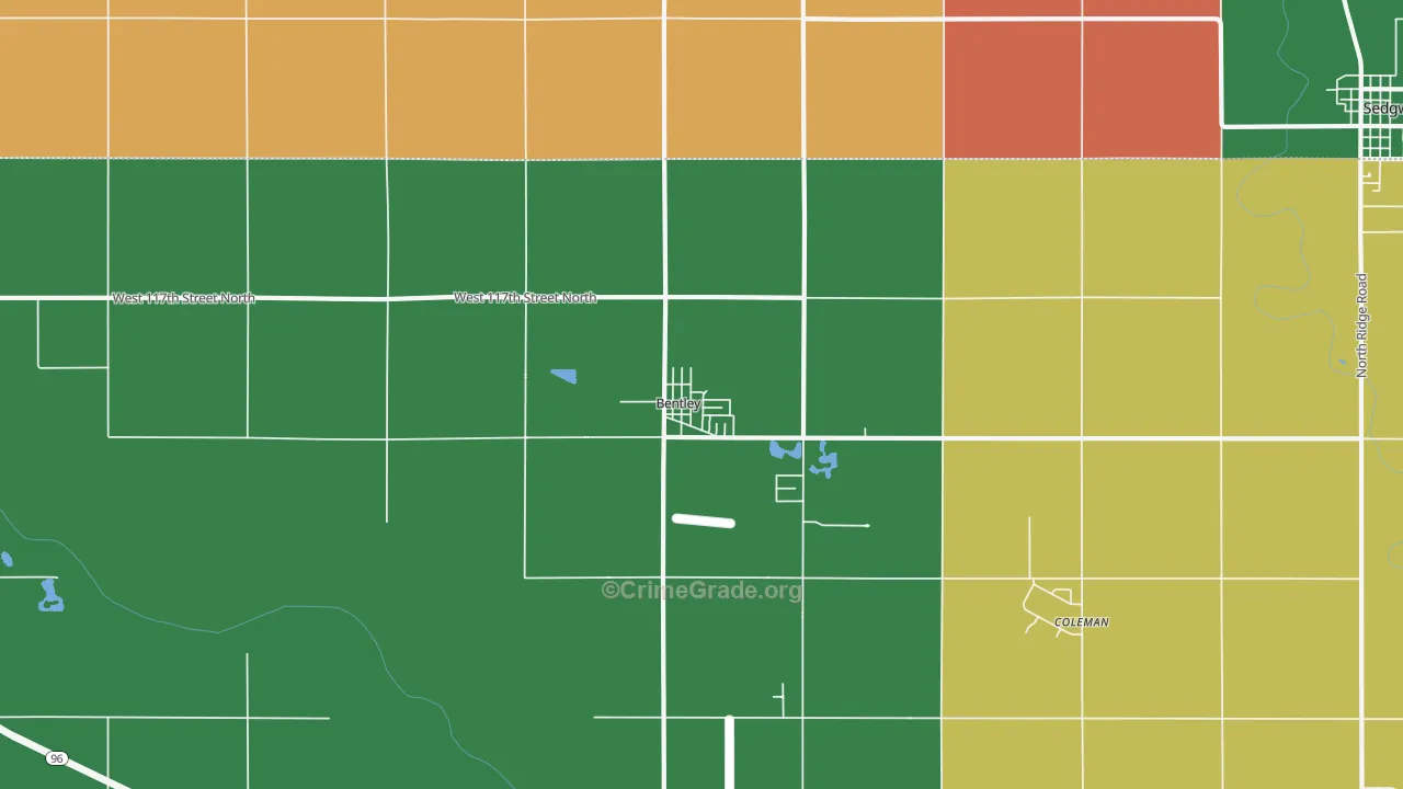 Bentley, KS Map of Drug-Related Crime Rates