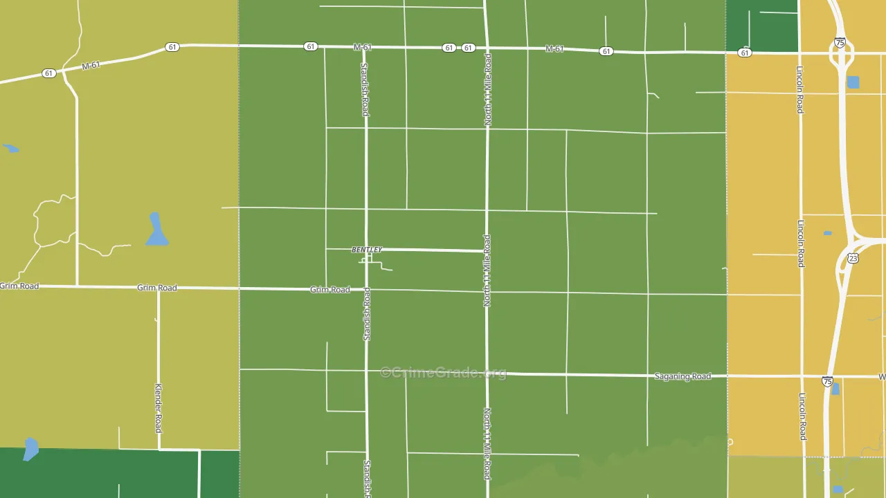 Bentley, MI Map of Drug-Related Crime Rates