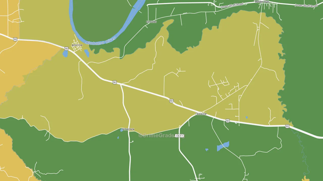 Benton, AL Map of Drug-Related Crime Rates