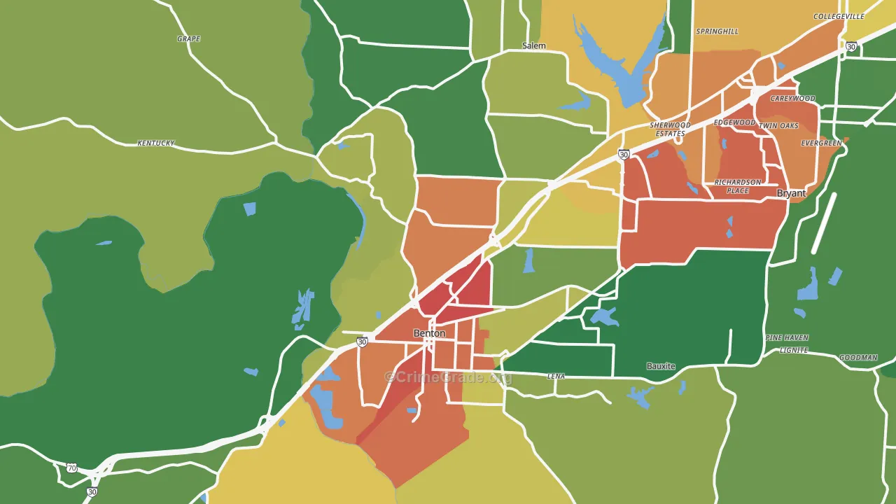 Benton, AR Map of Drug-Related Crime Rates