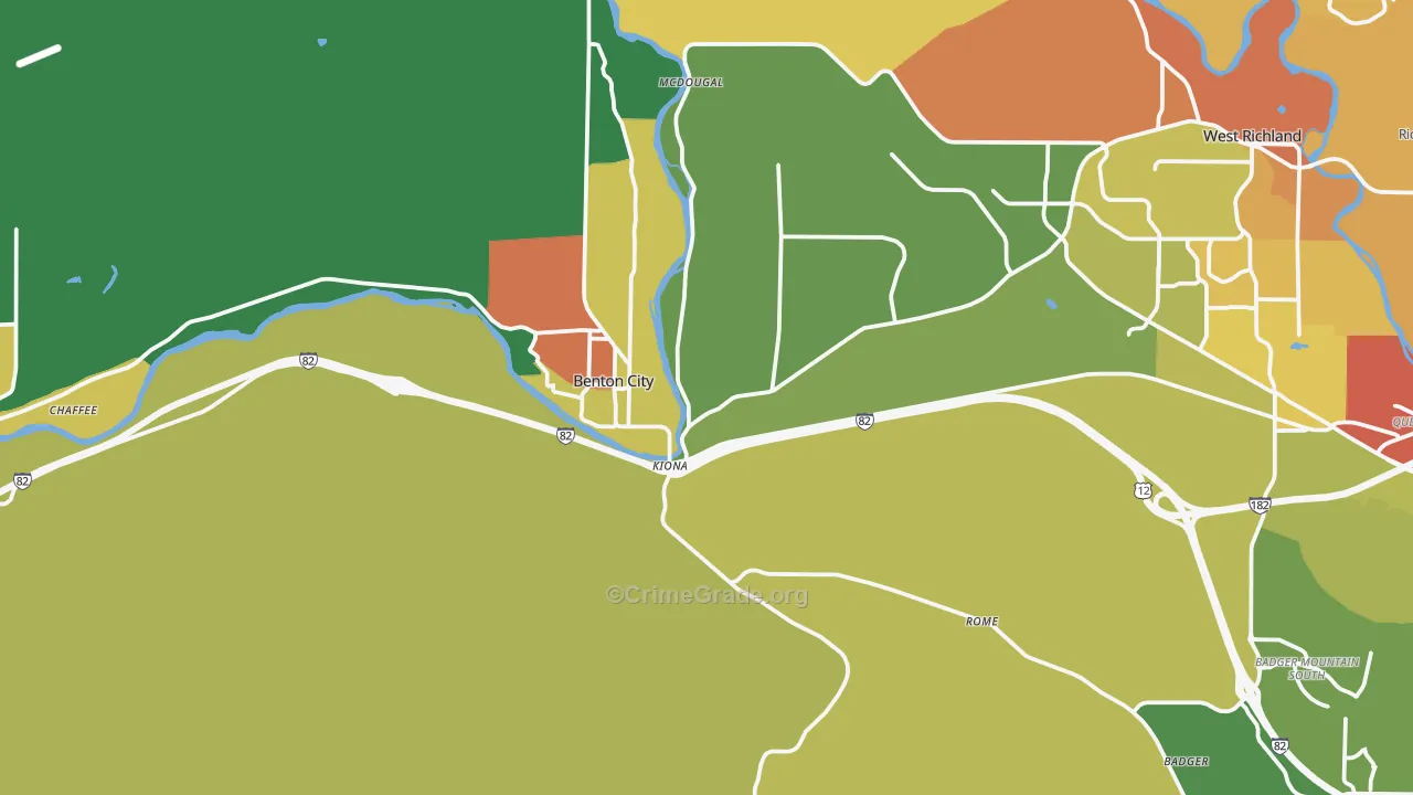 Benton City, WA Map of Drug-Related Crime Rates
