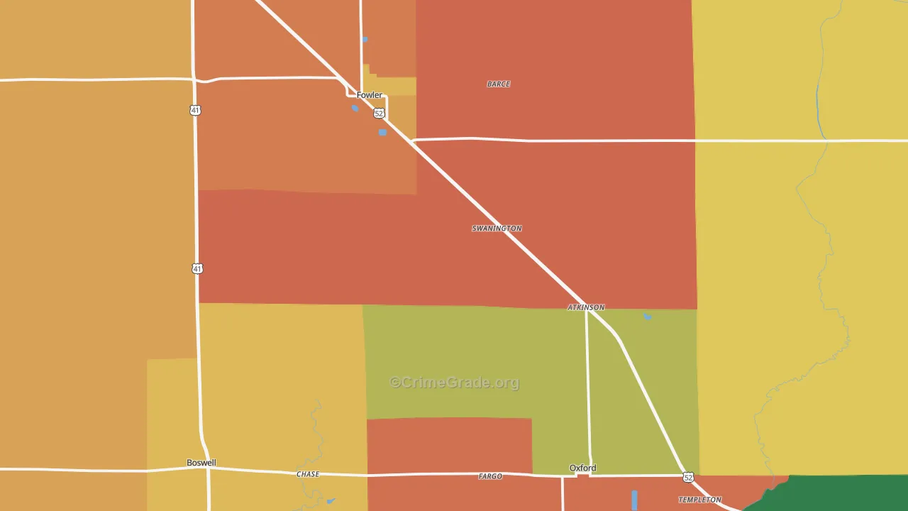 Benton County, IN Map of Drug-Related Crime Rates