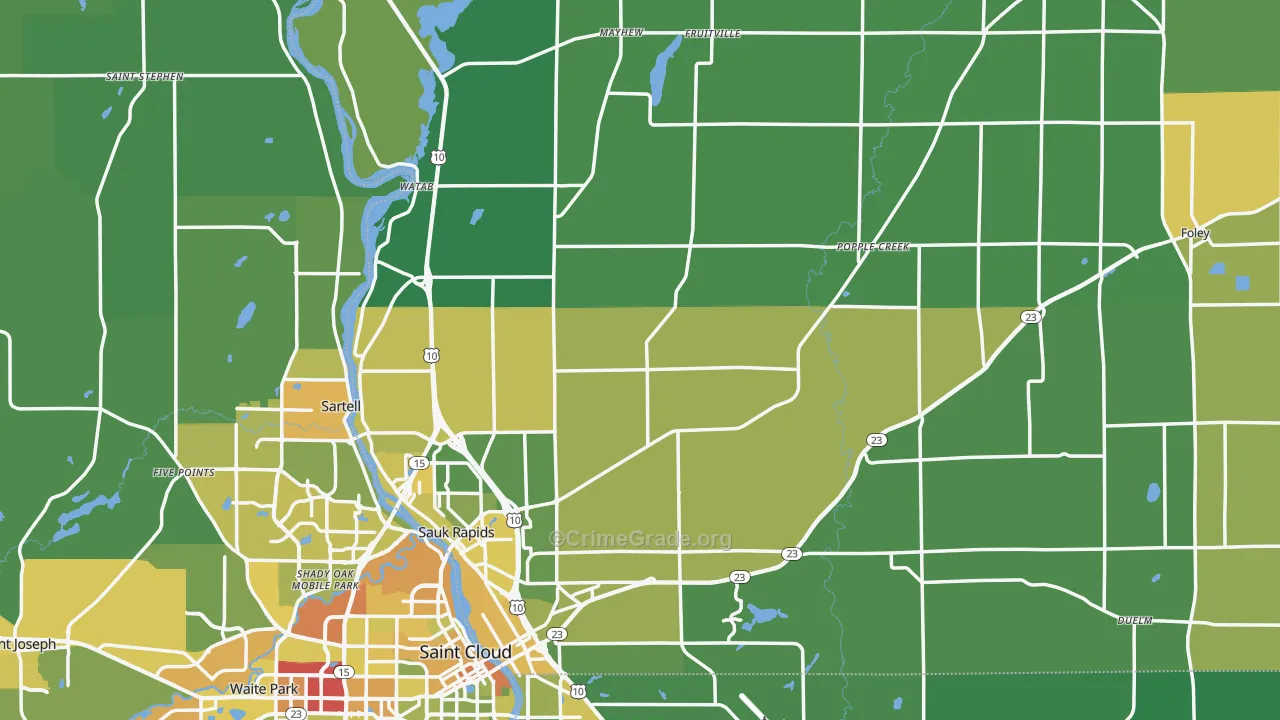 Benton County, MN Map of Drug-Related Crime Rates