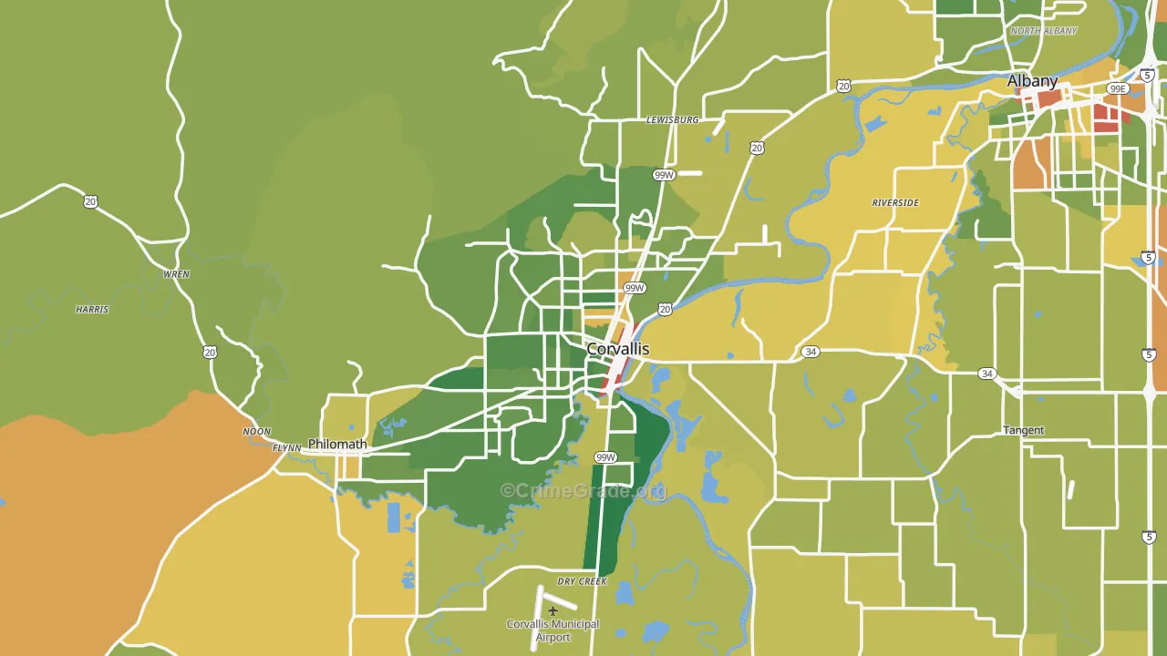 Benton County, OR Map of Drug-Related Crime Rates