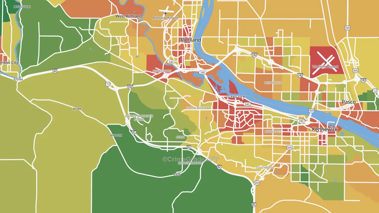 Benton County, WA Map of Drug-Related Crime Rates