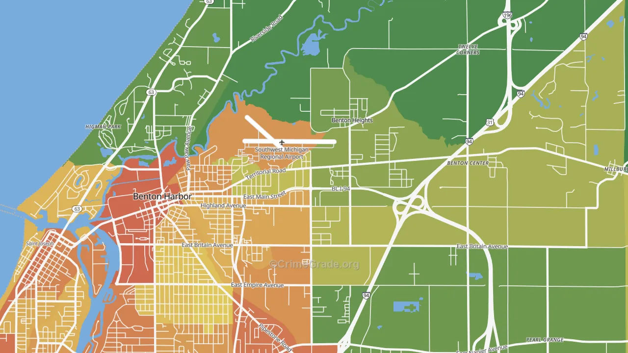 Benton Heights, MI Map of Drug-Related Crime Rates