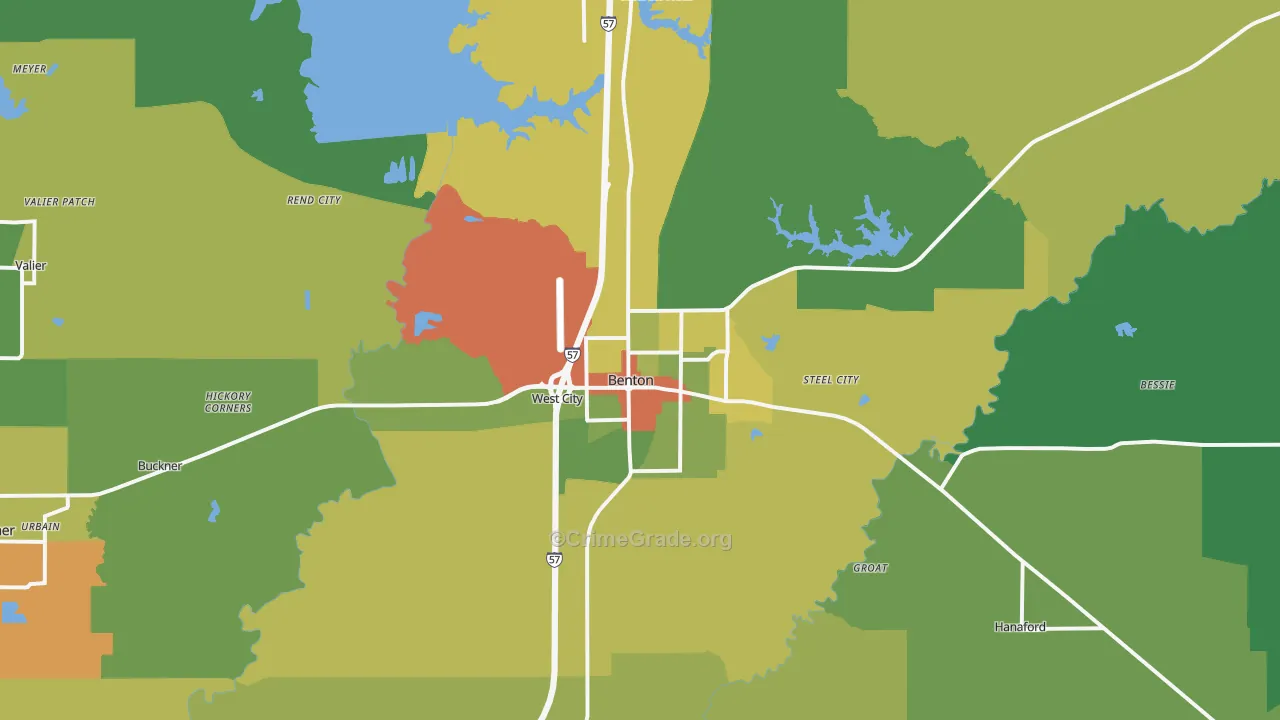 Benton, IL Map of Drug-Related Crime Rates