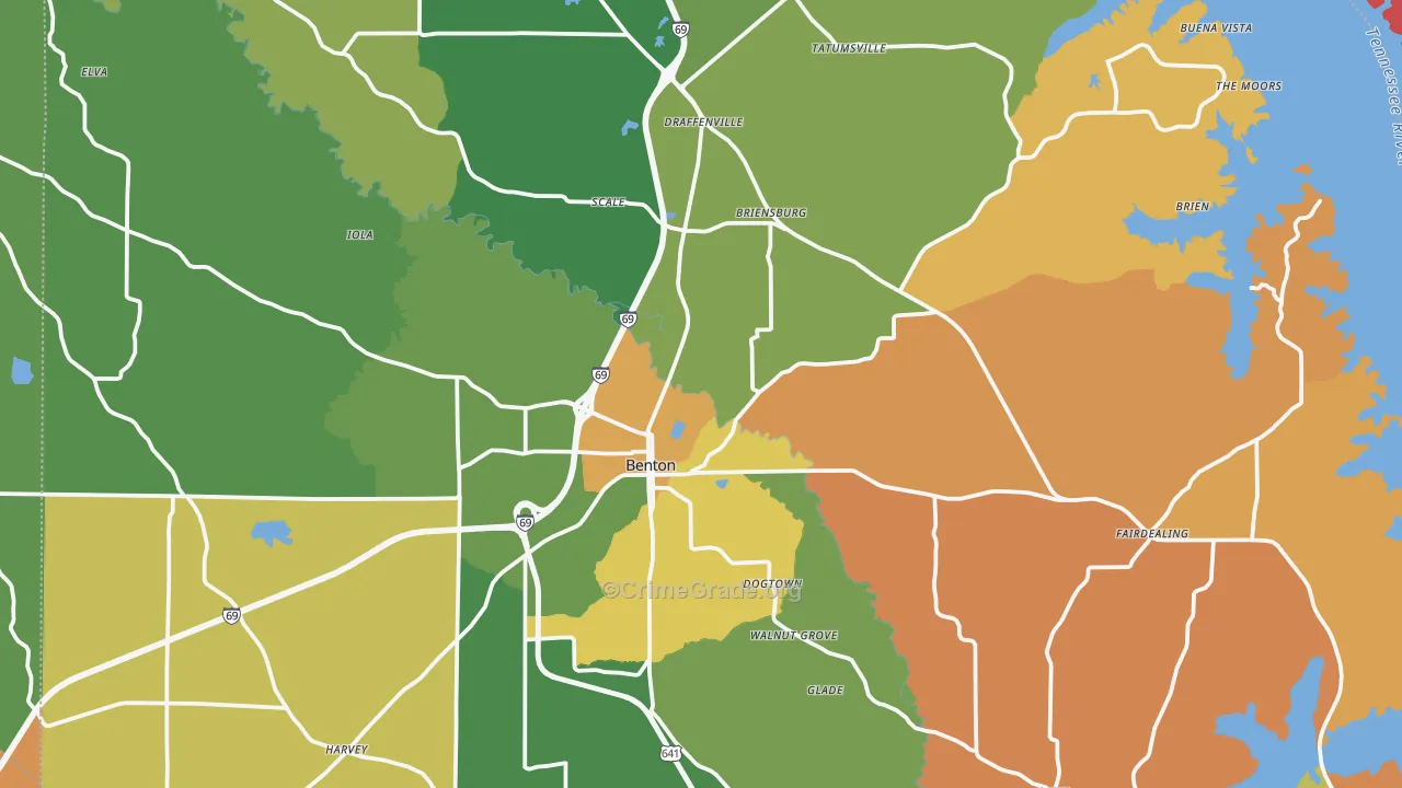 Benton, KY Map of Drug-Related Crime Rates