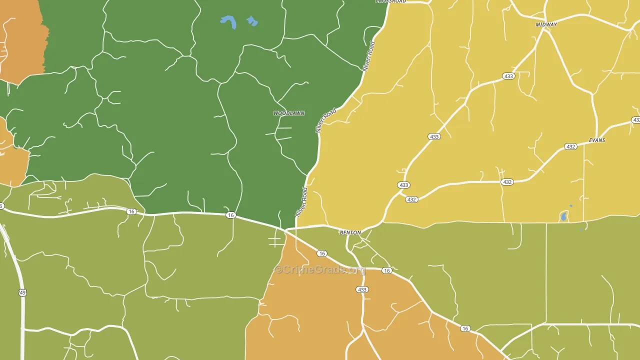 Benton, MS Map of Drug-Related Crime Rates