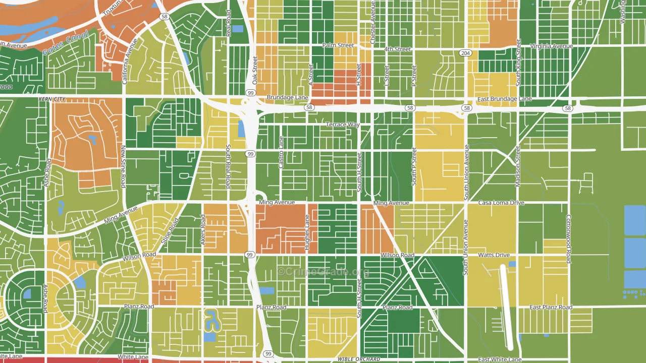 Benton Park, Bakersfield, CA Map of Drug-Related Crime Rates