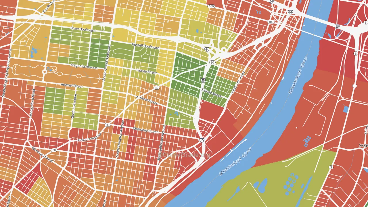 Benton Park, St. Louis, MO Map of Drug-Related Crime Rates