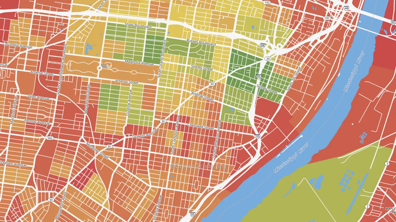 Benton Park West, St. Louis, MO Map of Drug-Related Crime Rates