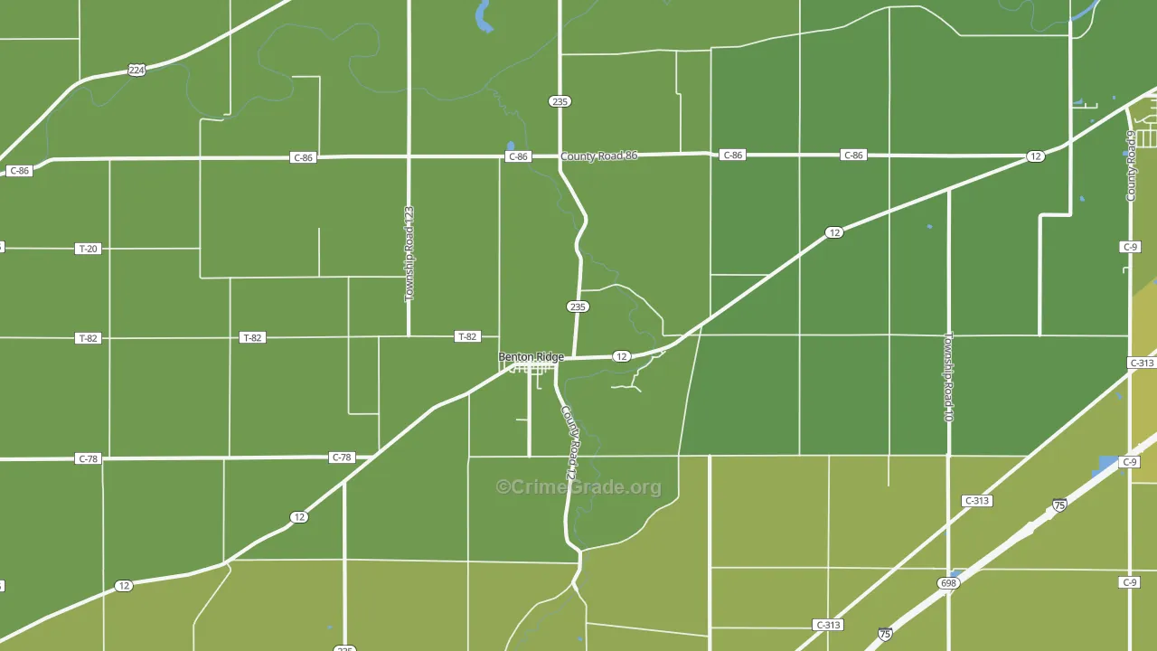 Benton Ridge, OH Map of Drug-Related Crime Rates