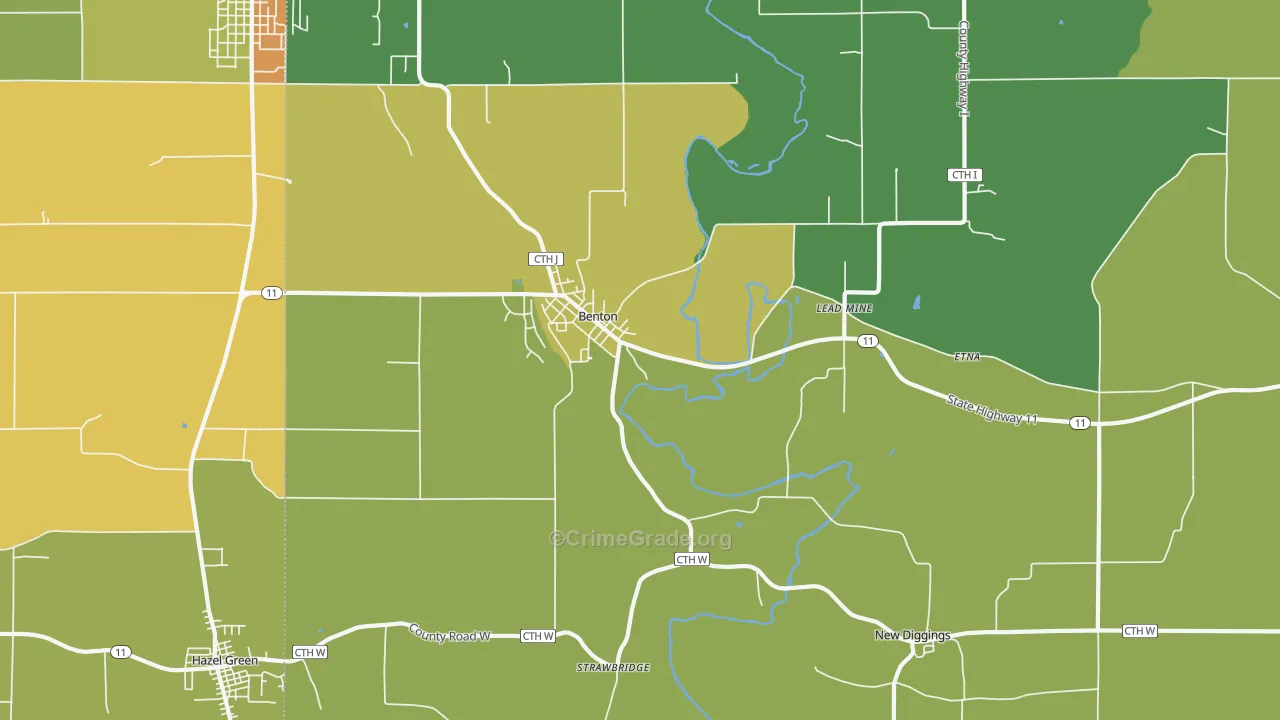 Benton, WI Map of Drug-Related Crime Rates