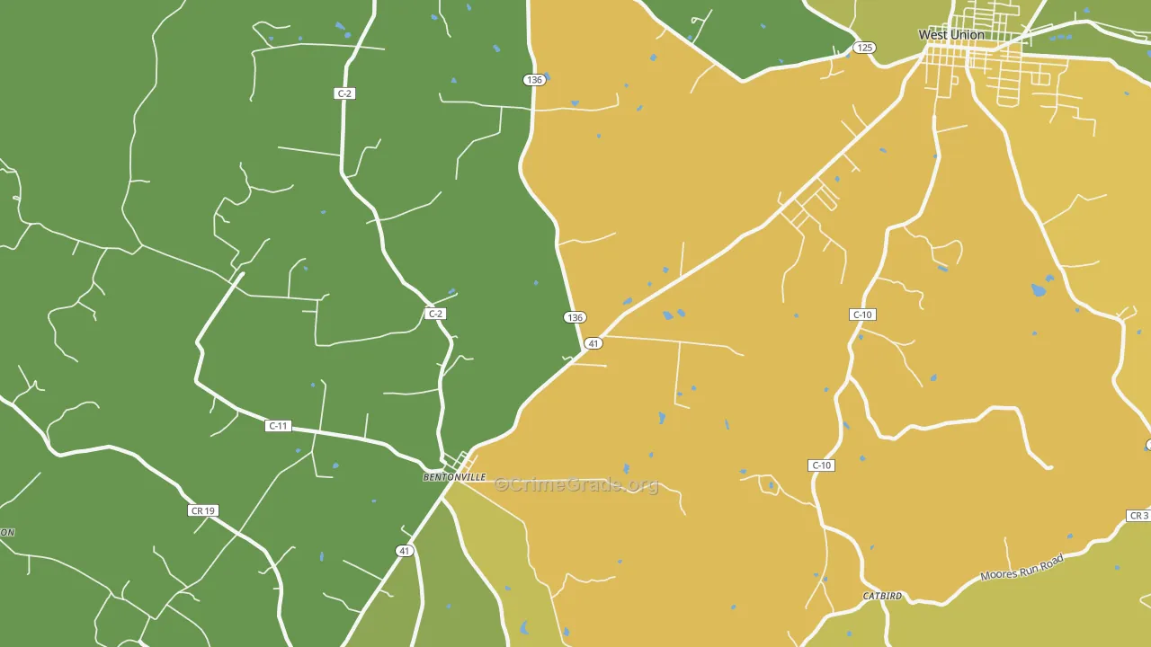 Bentonville, OH Map of Drug-Related Crime Rates