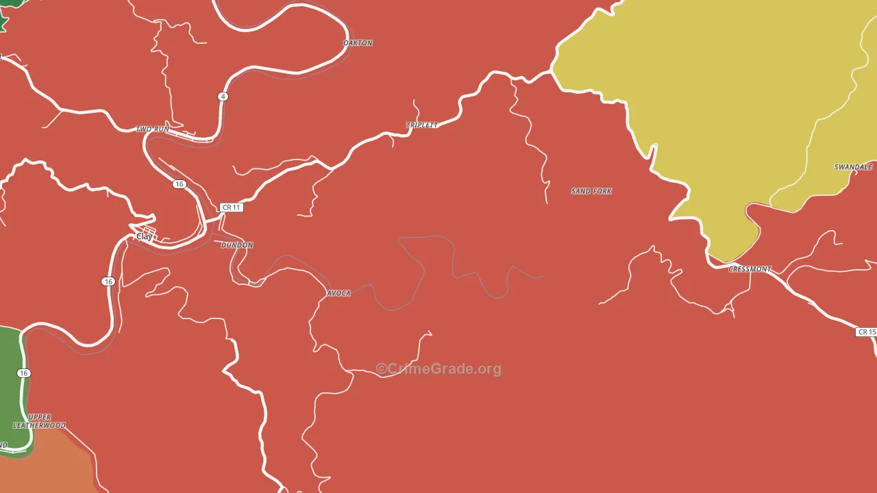 Bentree, WV Map of Drug-Related Crime Rates