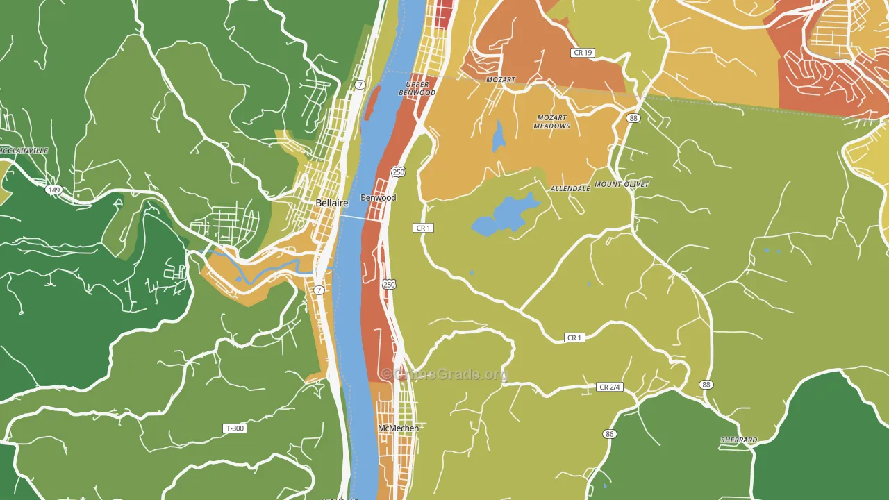 Benwood, WV Map of Drug-Related Crime Rates