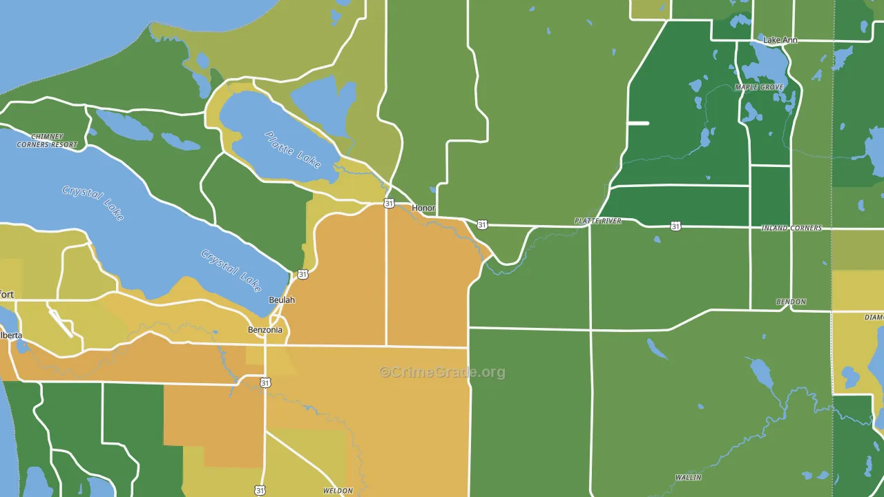 Benzie County, MI Map of Drug-Related Crime Rates