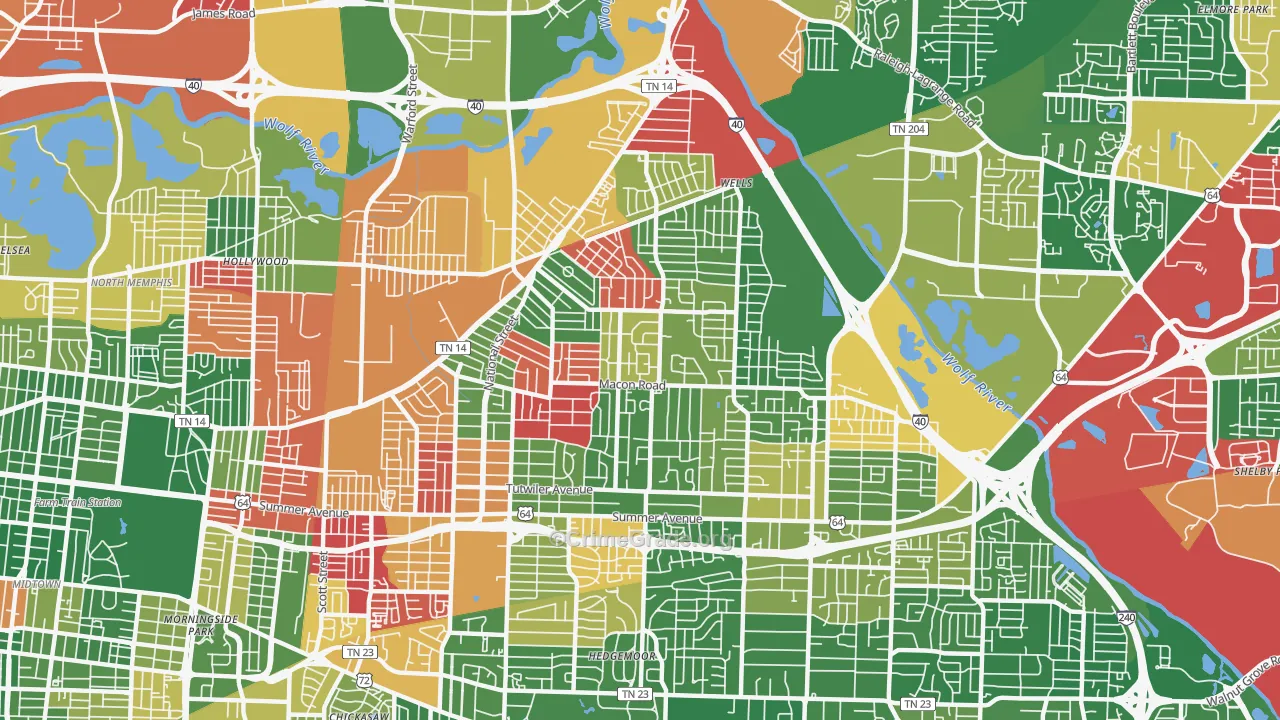 Berclair-Highland Heights, Memphis, TN Map of Drug-Related Crime Rates