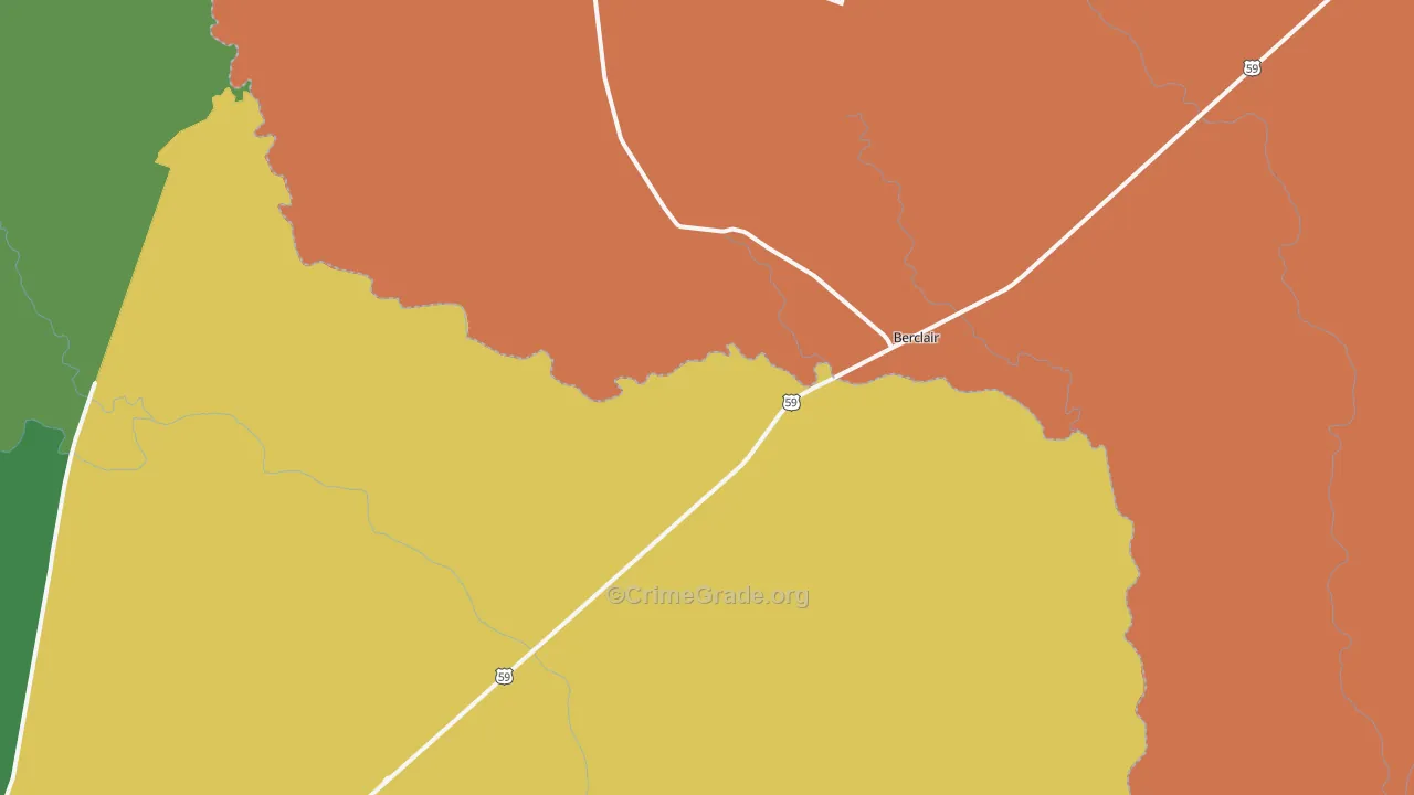 Berclair, TX Map of Drug-Related Crime Rates