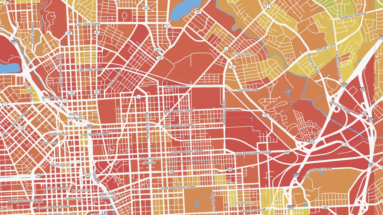Berea, Baltimore, MD Map of Drug-Related Crime Rates