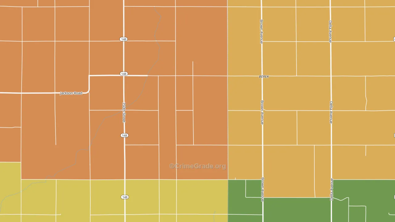 Berea, IA Map of Drug-Related Crime Rates