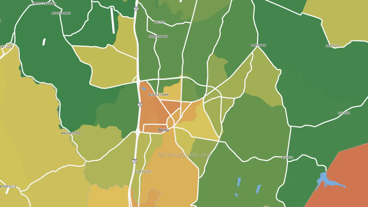 Berea, KY Map of Drug-Related Crime Rates