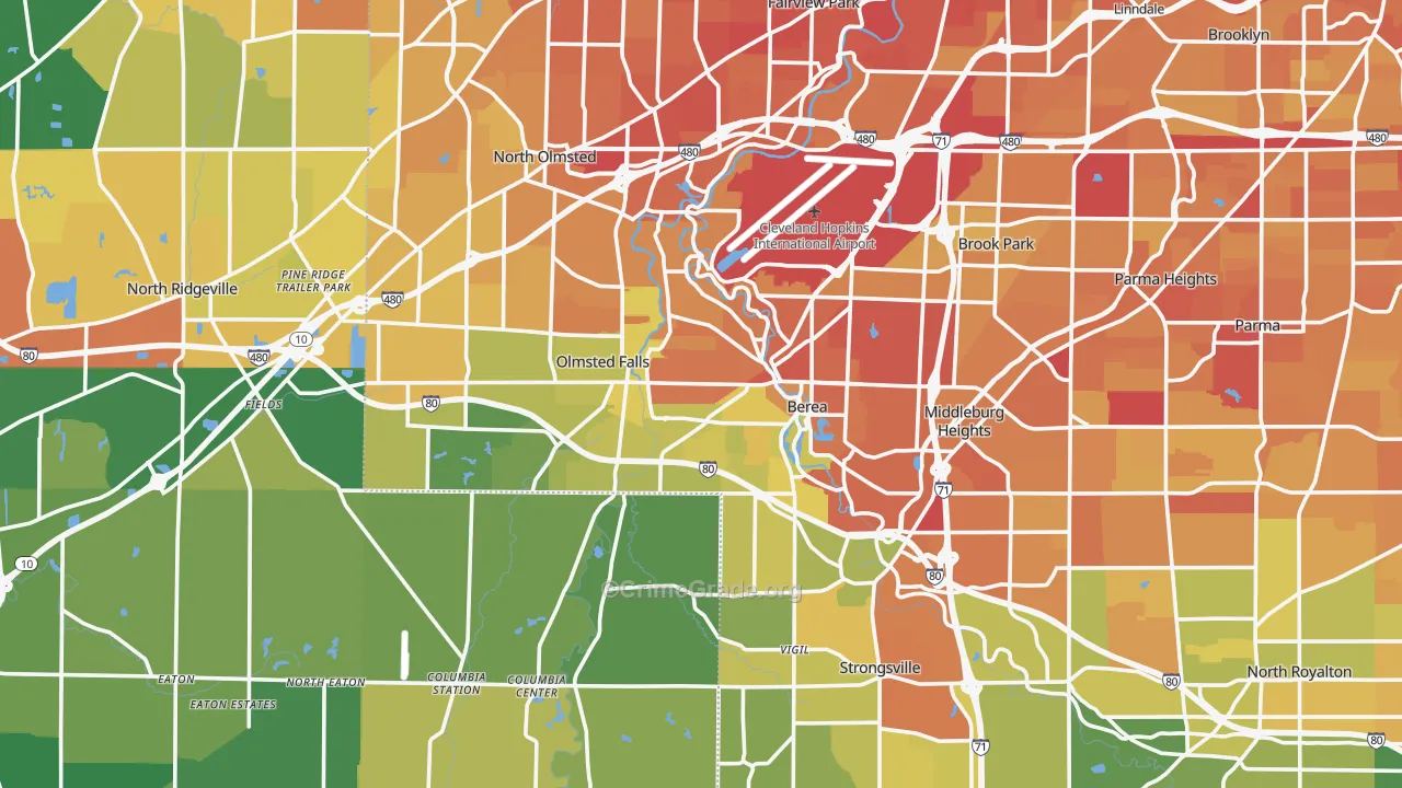 Berea, OH Map of Drug-Related Crime Rates